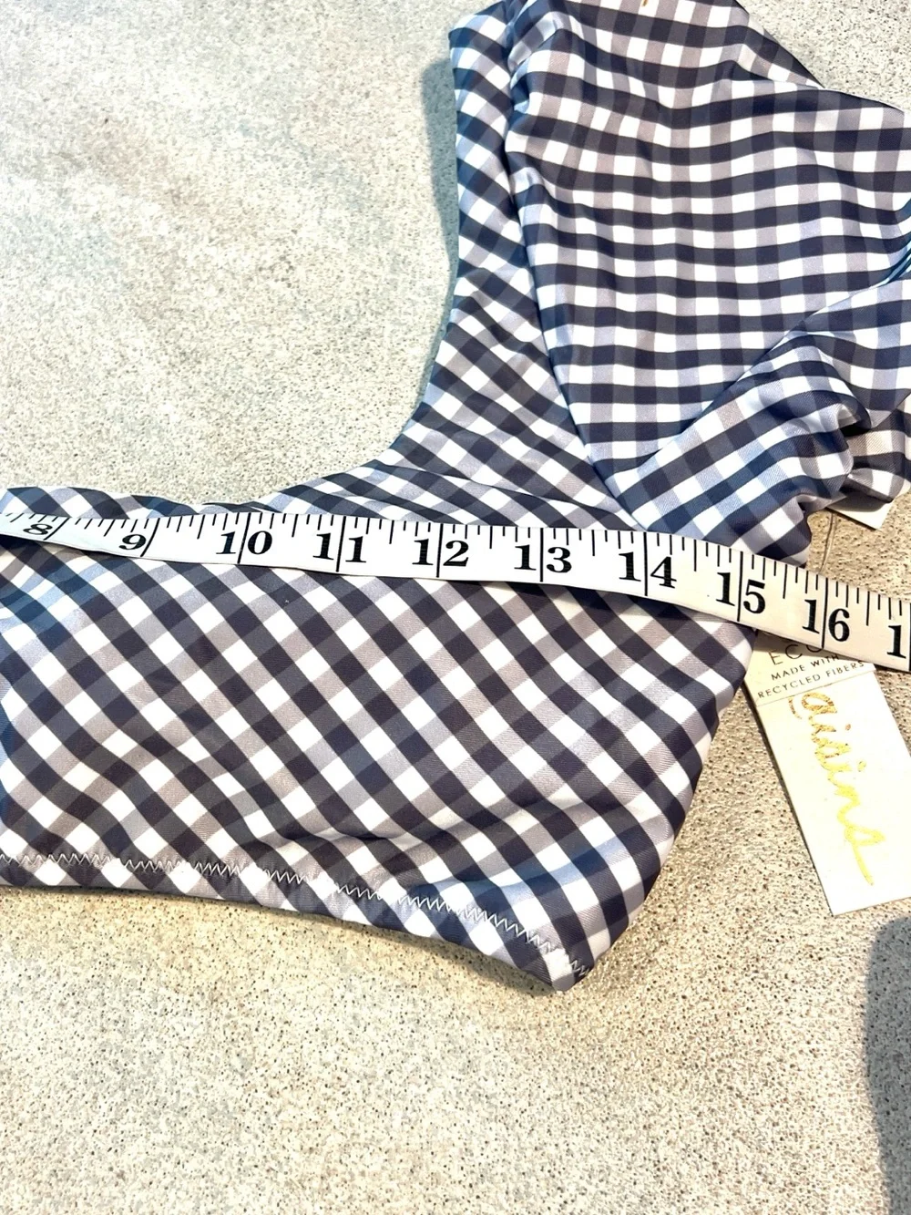 NWT,Raisins G710866 Pacifica Paris  (Whitehaven M) Gingham Bikini Set, Size Med